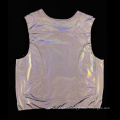 Silver reflective sports safety vest for outdoor activity